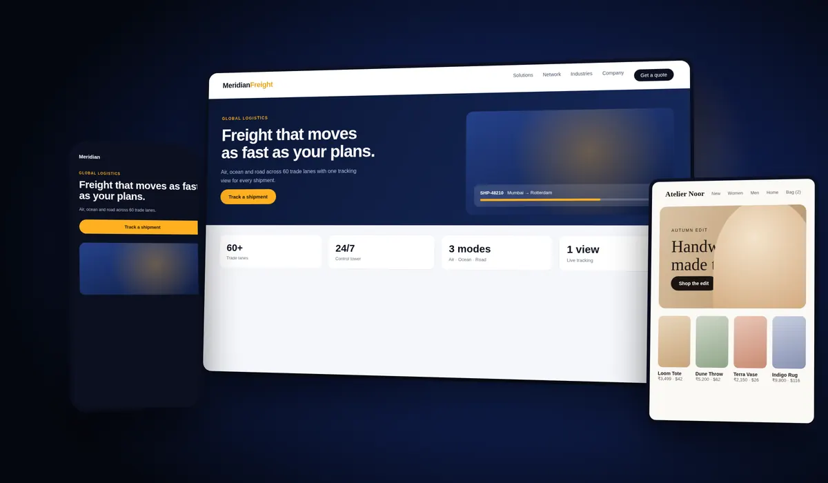 WebLabsIndia client dashboard and website shown on laptop, tablet and phone